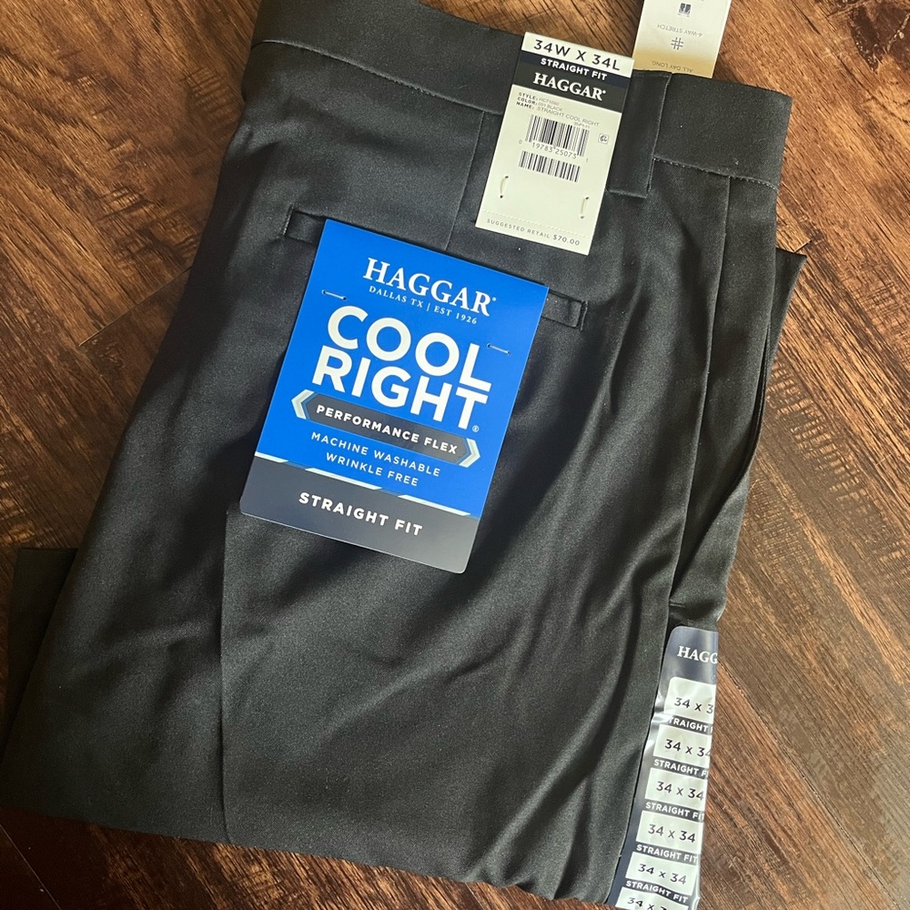 Haggar Black Cool Right Straight Fit Dress Pants